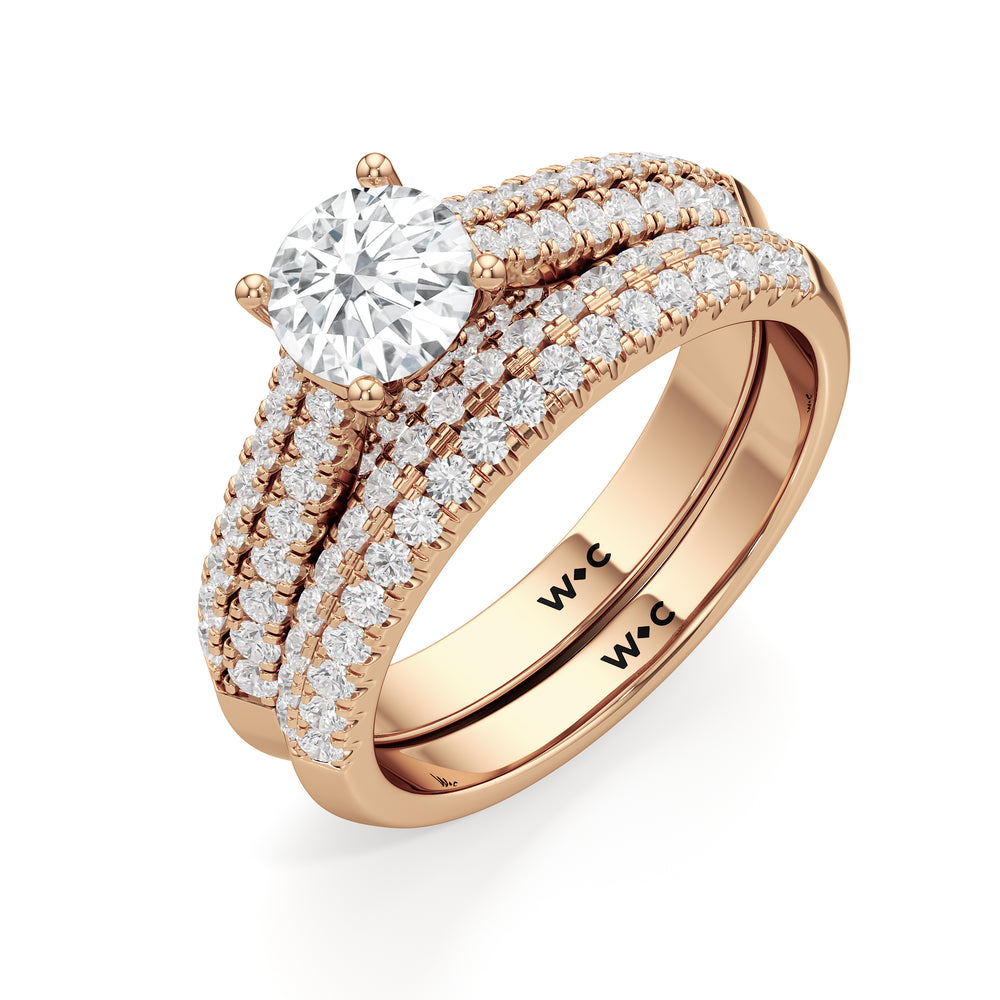 The Colette Diamond Wedding Band with 18KT Rose Gold Cut Diamond in 14KT Rose Gold view 4
