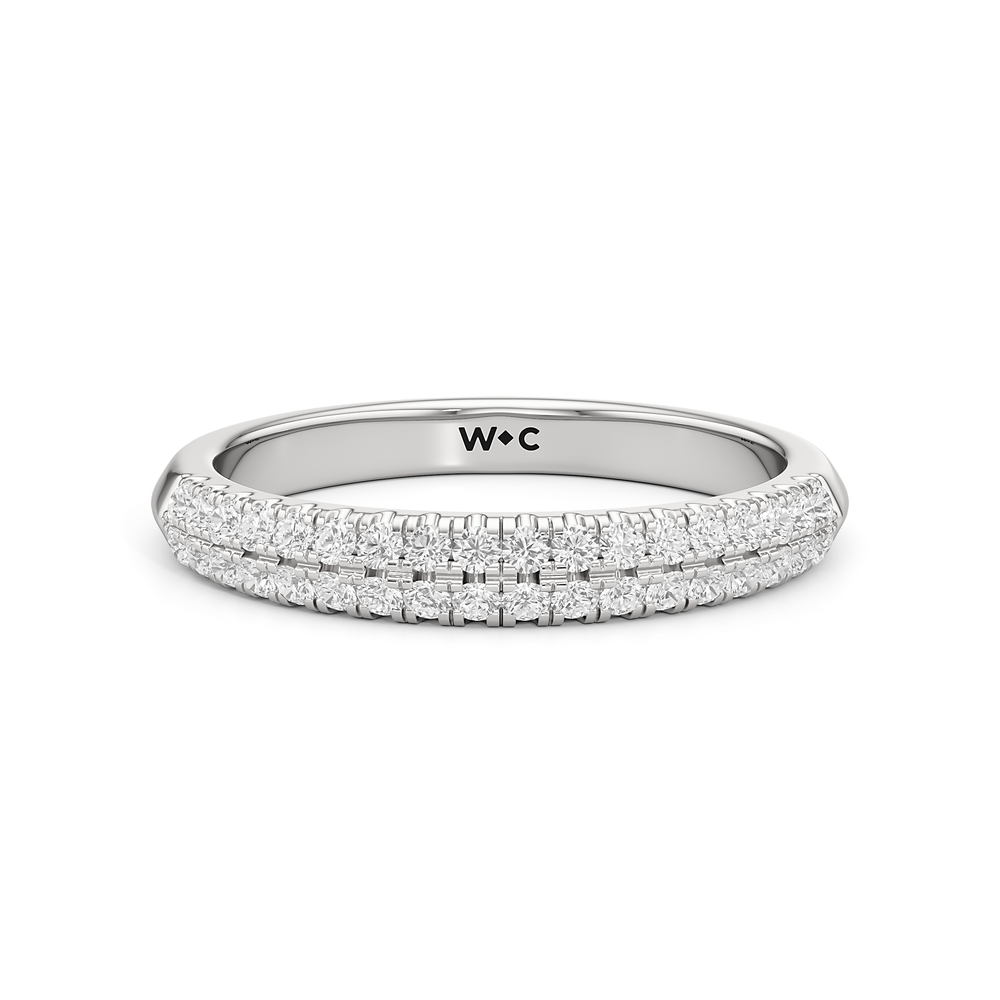 The Colette Diamond Wedding Band with Platinum Cut Diamond in 14KT Platinum view 1
