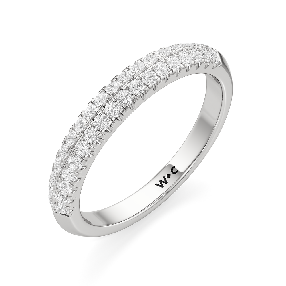 The Colette Diamond Wedding Band with Platinum Cut Diamond in 14KT Platinum view 3
