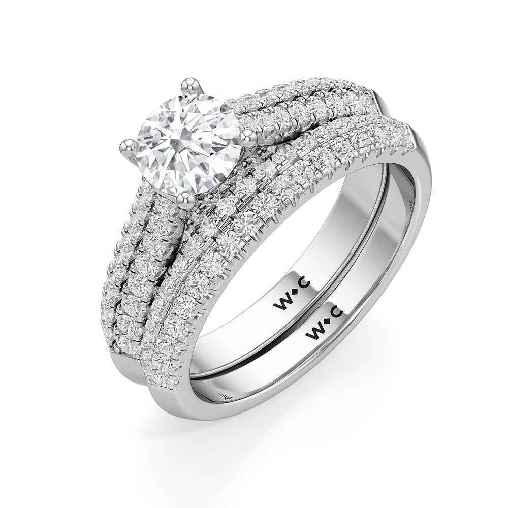 The Colette Diamond Wedding Band with Platinum Cut Diamond in 14KT Platinum view 4
