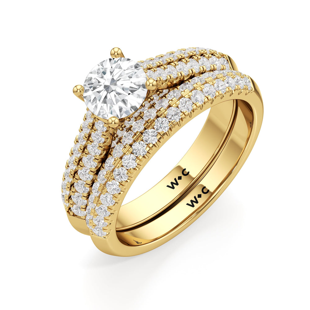 The Colette Diamond Wedding Band with 18KT Yellow Gold Cut Diamond in 14KT Yellow Gold view 4
