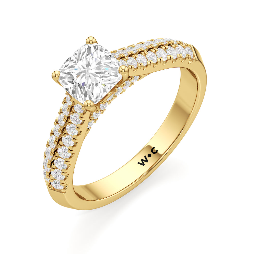 The Colette Engagement Ring with Cushion Cut Diamond in 14KT Yellow Gold view 3
