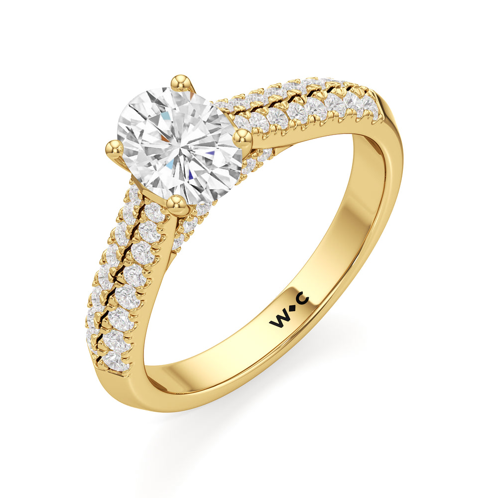 The Colette Engagement Ring with Oval Cut Diamond in 14KT Yellow Gold view 3
