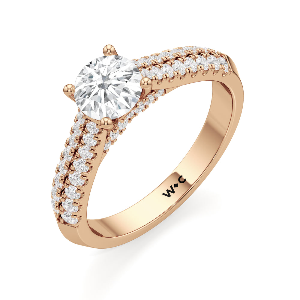 The Colette Engagement Ring with Round Cut Diamond in 14KT Rose Gold view 3
