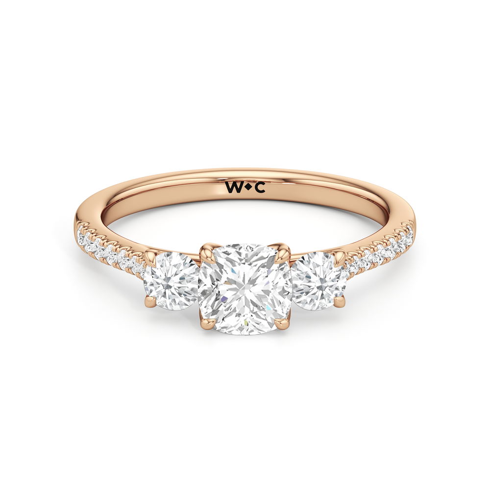 The Hayden Engagement Ring with Cushion Cut Diamond in 14KT Rose Gold view 1
