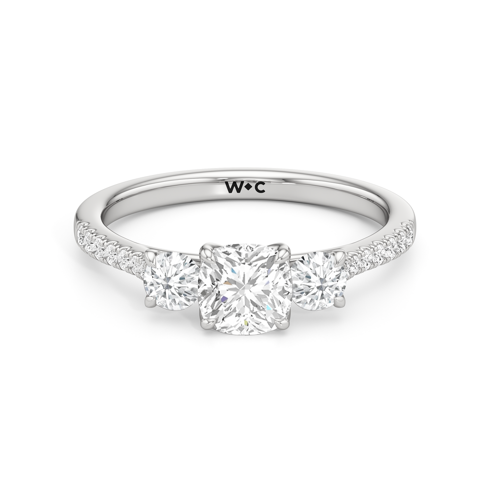The Hayden Engagement Ring with Cushion Cut Diamond in 14KT Platinum view 1
