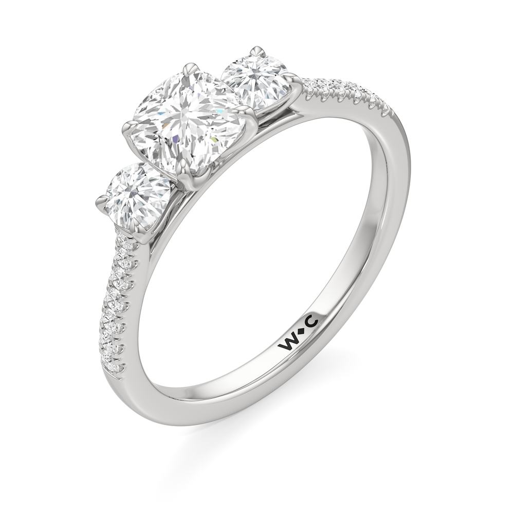 The Hayden Engagement Ring with Cushion Cut Diamond in 14KT Platinum view 3
