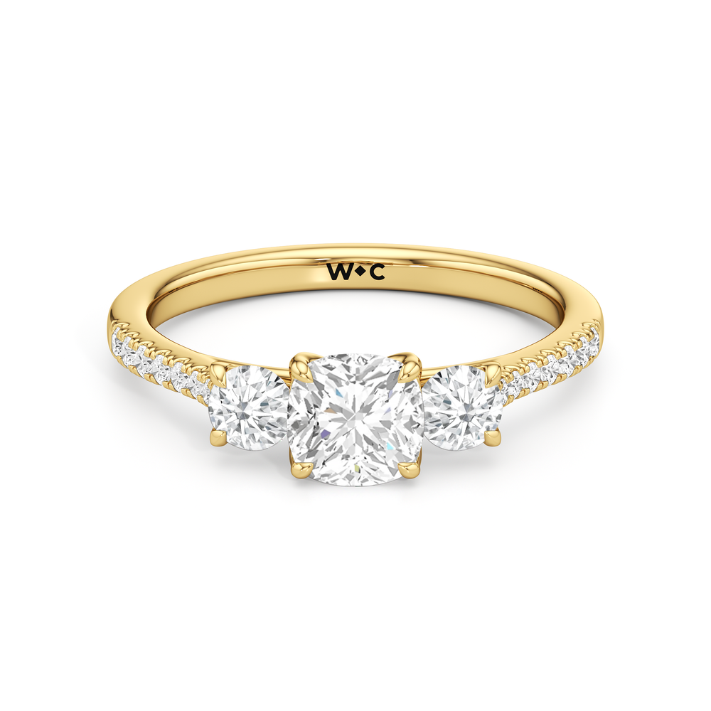 The Hayden Engagement Ring with Cushion Cut Diamond in 14KT Yellow Gold view 1
