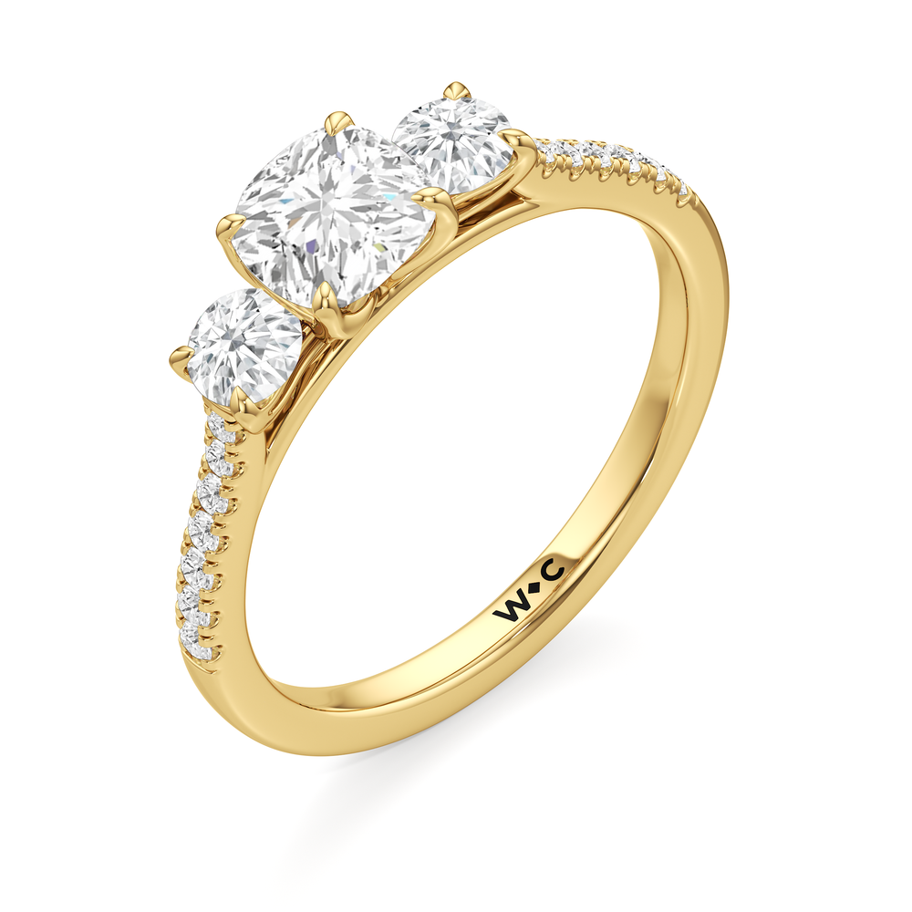 The Hayden Engagement Ring with Cushion Cut Diamond in 14KT Yellow Gold view 3
