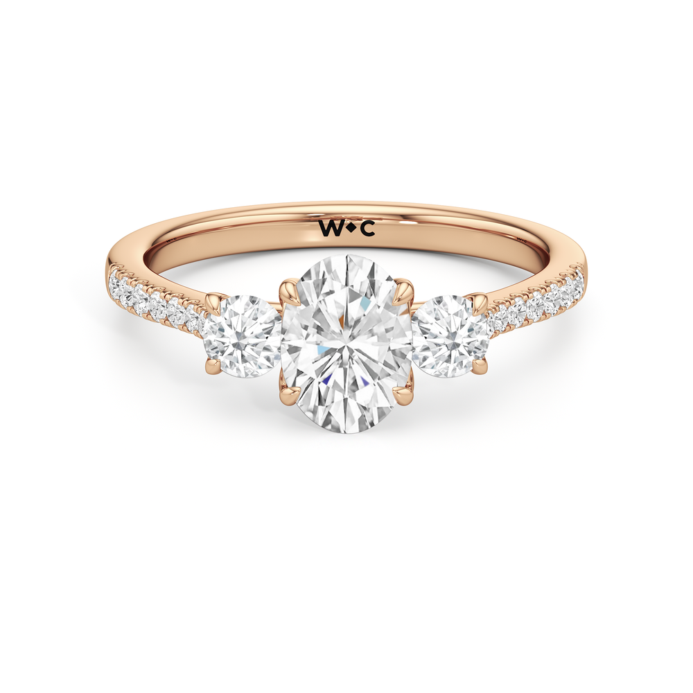 The Hayden Engagement Ring with Oval Cut Diamond in 14KT Rose Gold view 1
