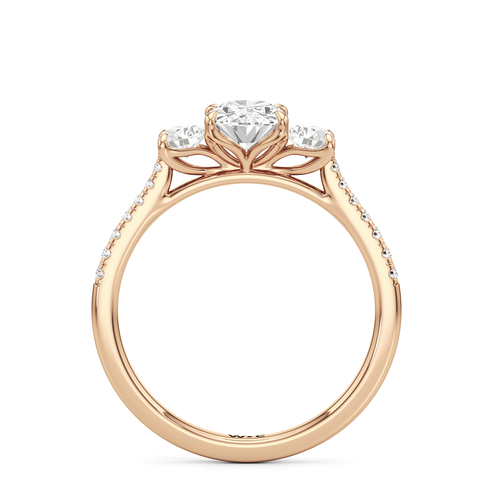 The Hayden Engagement Ring with Oval Cut Diamond in 14KT Rose Gold view 2
