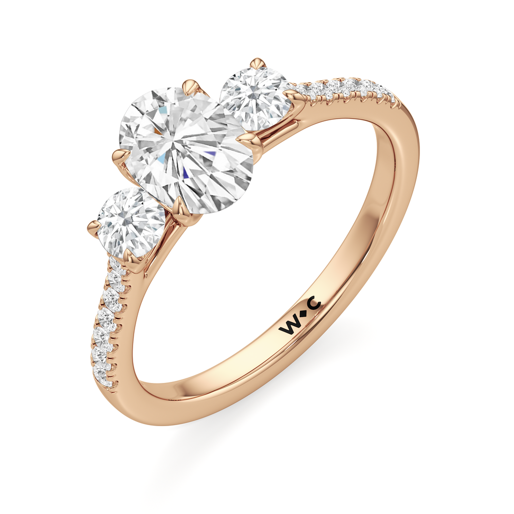 The Hayden Engagement Ring with Oval Cut Diamond in 14KT Rose Gold view 3
