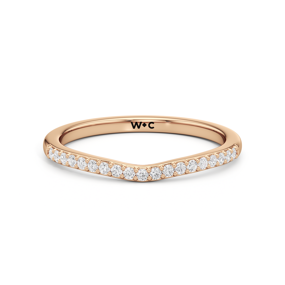 The Elise Diamond Wedding Band with 18KT Rose Gold Cut Diamond in 14KT Rose Gold view 1
