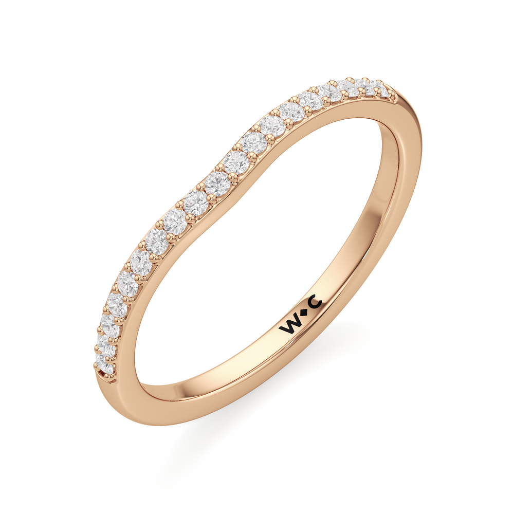The Elise Diamond Wedding Band with 18KT Rose Gold Cut Diamond in 14KT Rose Gold view 3
