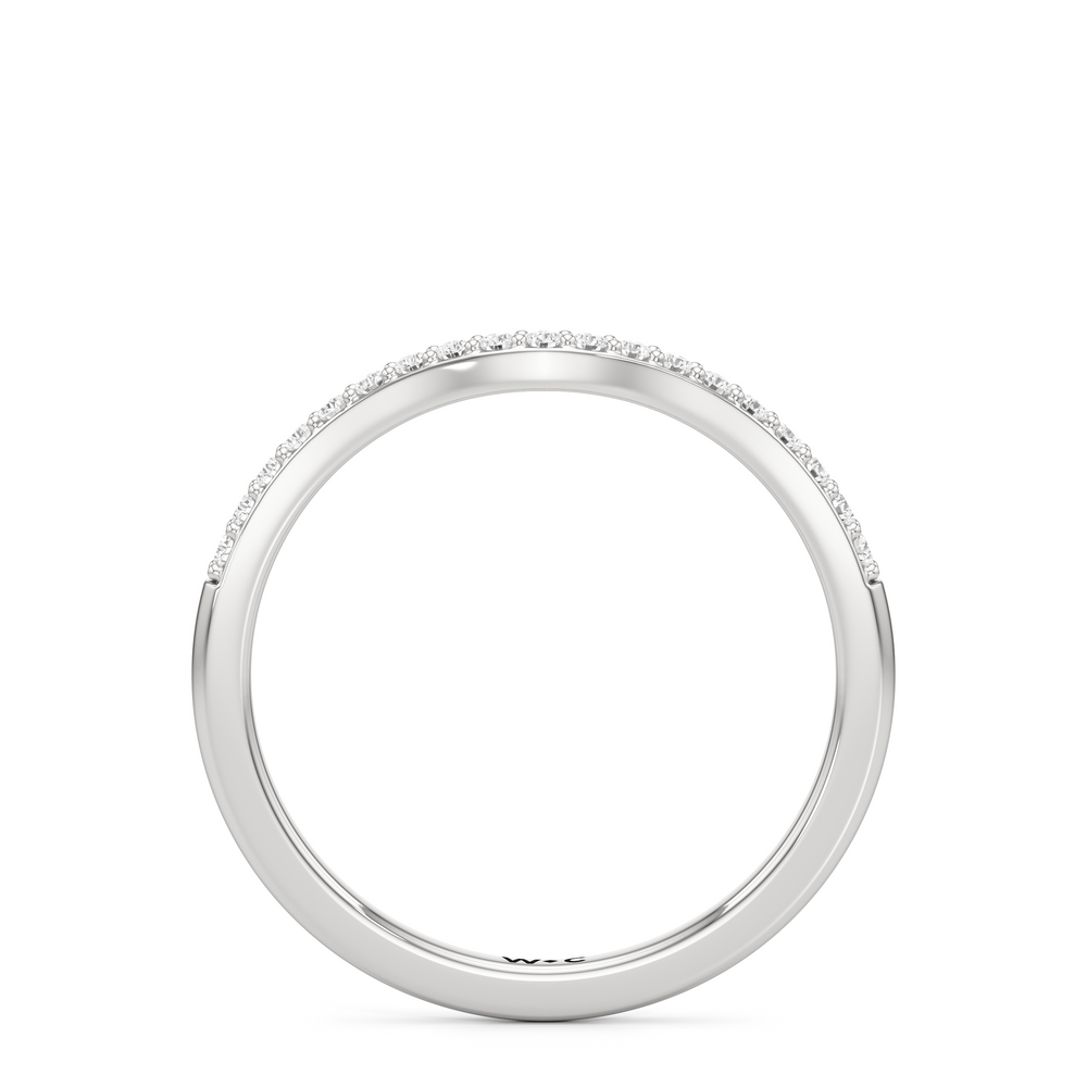 The Elise Diamond Wedding Band with Platinum Cut Diamond in 14KT Platinum view 2

