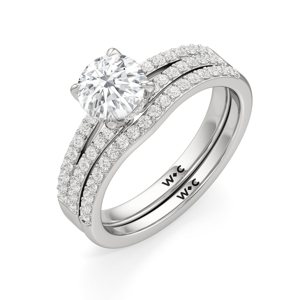 The Elise Diamond Wedding Band with Platinum Cut Diamond in 14KT Platinum view 4
