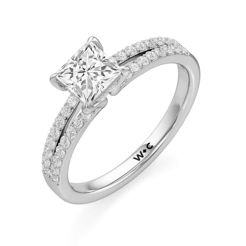The Elise Engagement Ring with Princess Cut Diamond in 14KT Platinum view 3
