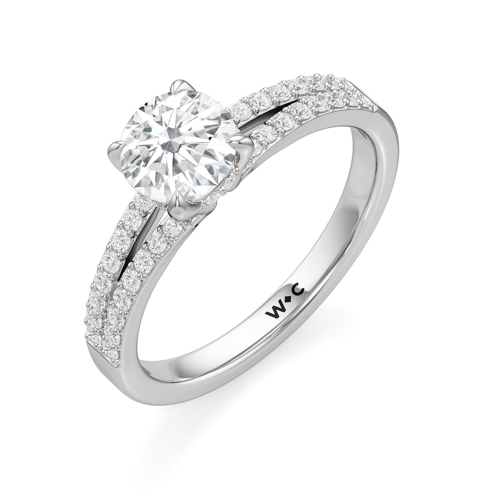 The Elise Engagement Ring with Round Cut Diamond in 14KT Platinum view 3
