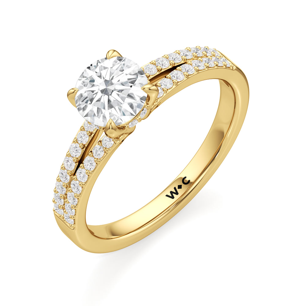 The Elise Engagement Ring with Round Cut Diamond in 14KT Yellow Gold view 3
