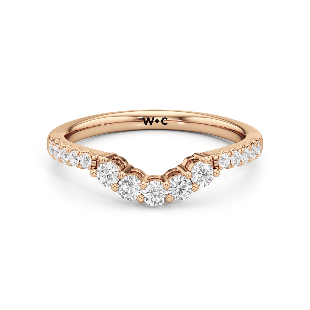 The Felicity Diamond Wedding Band with 18KT Rose Gold Cut Diamond in 14KT Rose Gold view 1
