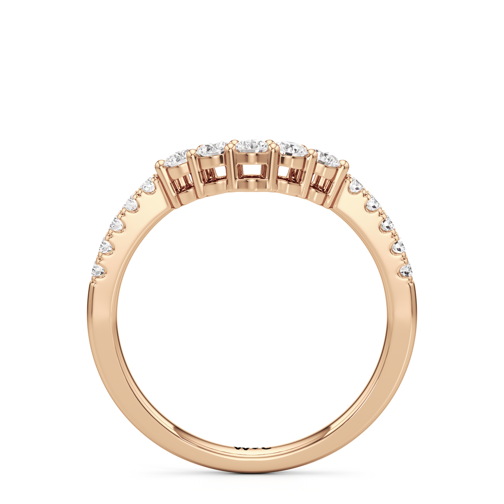 The Felicity Diamond Wedding Band with 18KT Rose Gold Cut Diamond in 14KT Rose Gold view 2
