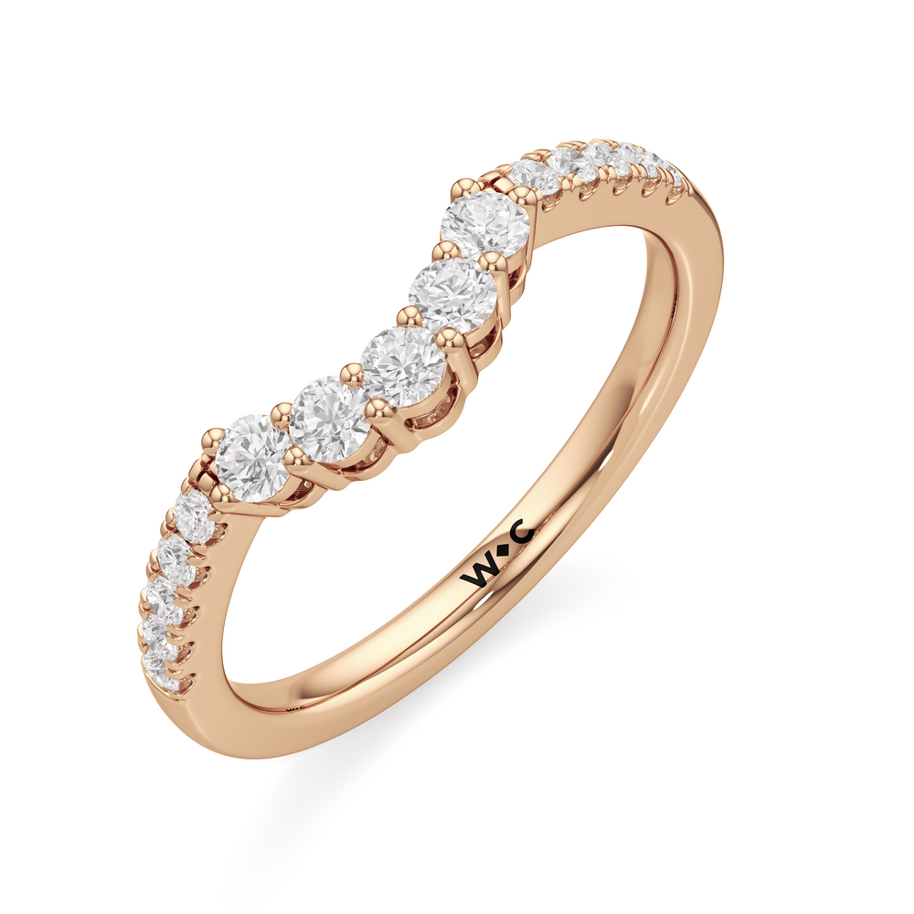 The Felicity Diamond Wedding Band with 18KT Rose Gold Cut Diamond in 14KT Rose Gold view 3
