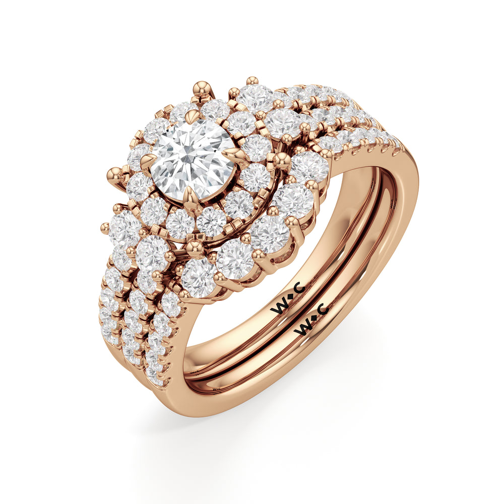 The Felicity Diamond Wedding Band with 18KT Rose Gold Cut Diamond in 14KT Rose Gold view 4
