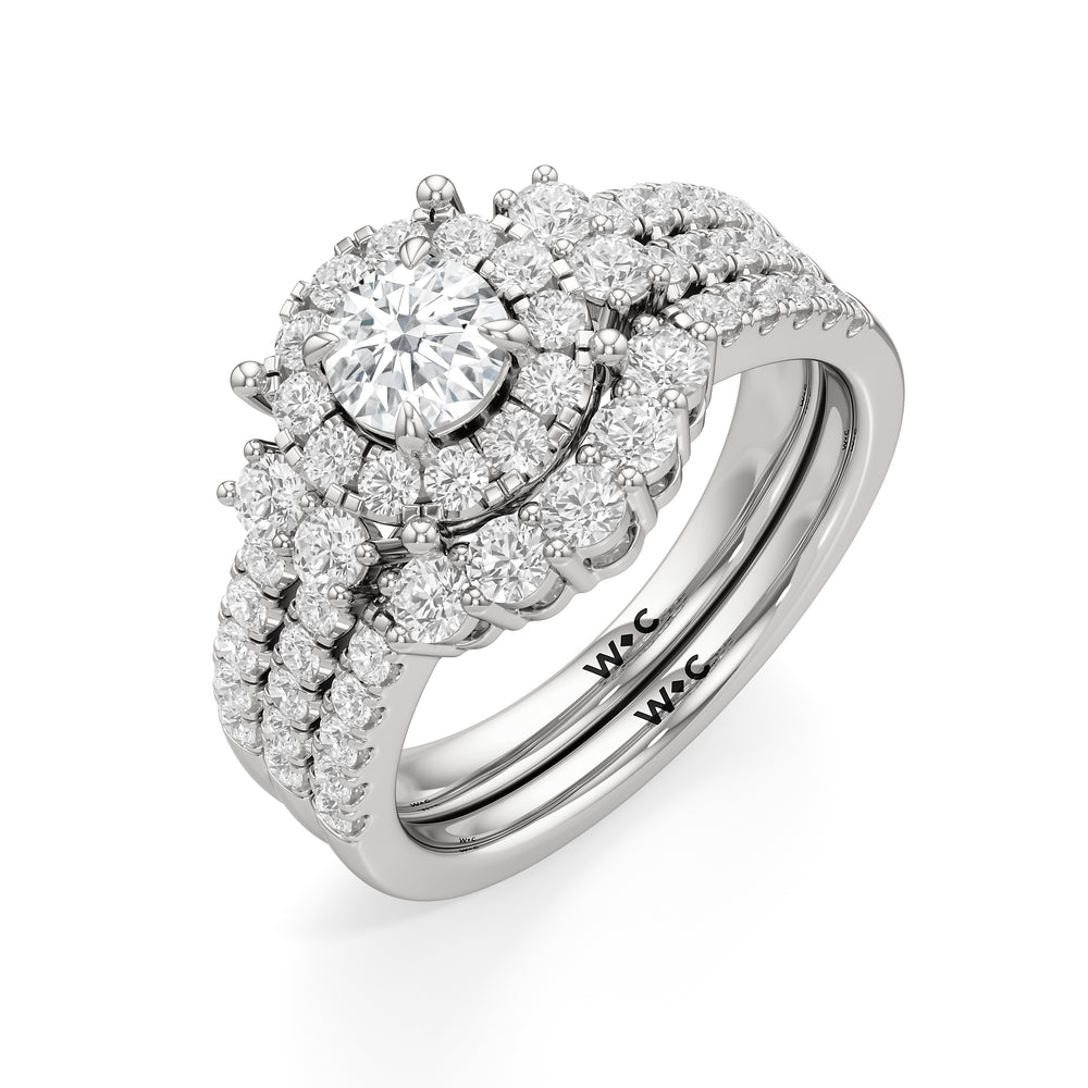 The Felicity Diamond Wedding Band with Platinum Cut Diamond in 14KT Platinum view 4
