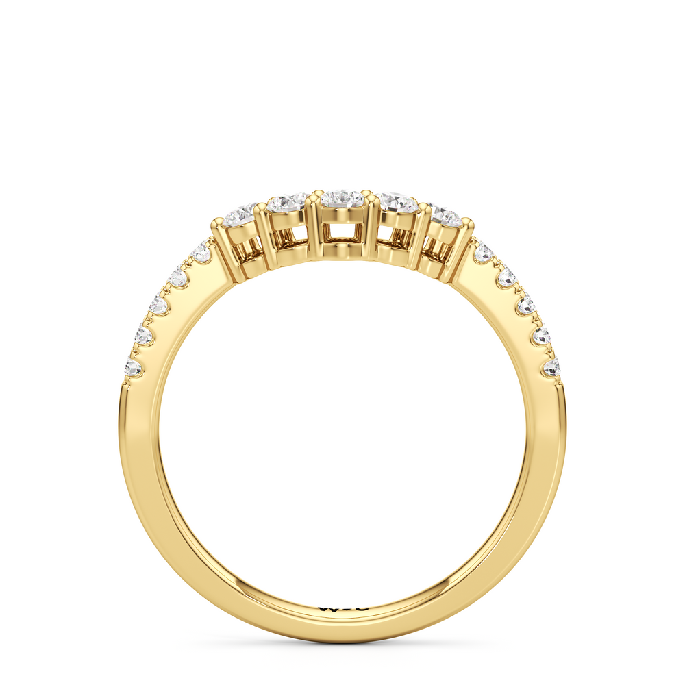 The Felicity Diamond Wedding Band with 18KT Yellow Gold Cut Diamond in 14KT Yellow Gold view 2
