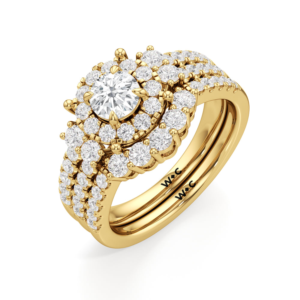 The Felicity Diamond Wedding Band with 18KT Yellow Gold Cut Diamond in 14KT Yellow Gold view 4
