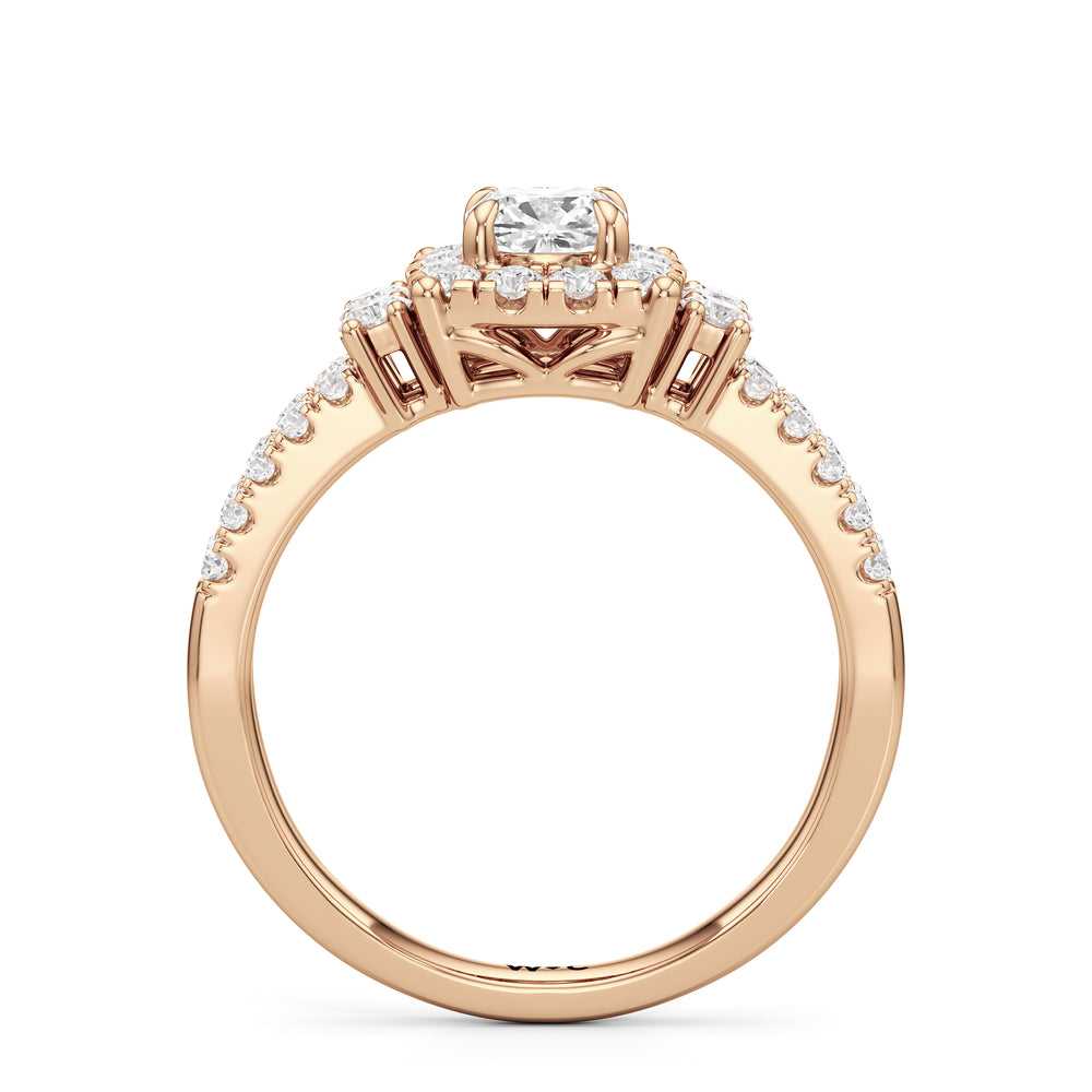 The Felicity Engagement Ring with Cushion Cut Diamond in 14KT Rose Gold view 2
