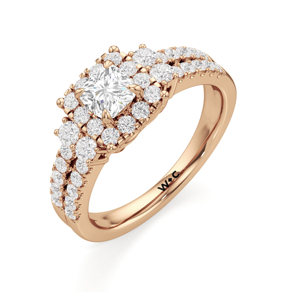 The Felicity Engagement Ring with Cushion Cut Diamond in 14KT Rose Gold view 3
