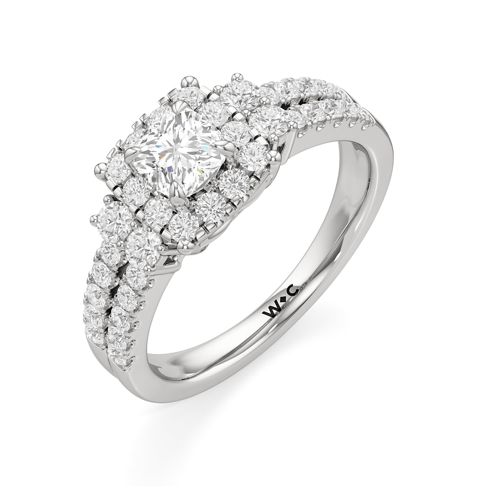 The Felicity Engagement Ring with Cushion Cut Diamond in 14KT Platinum view 3
