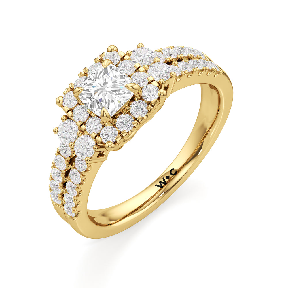 The Felicity Engagement Ring with Cushion Cut Diamond in 14KT Yellow Gold view 3
