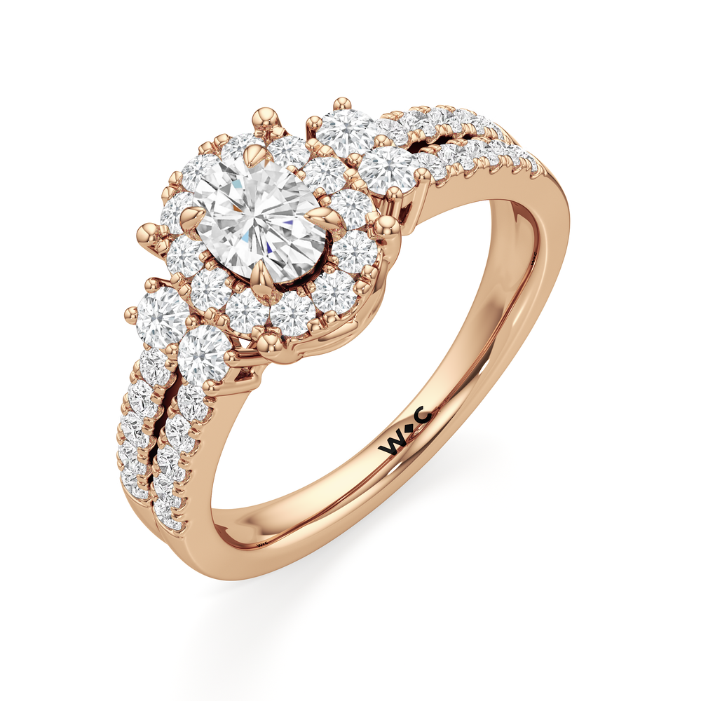 The Felicity Engagement Ring with Oval Cut Diamond in 14KT Rose Gold view 3
