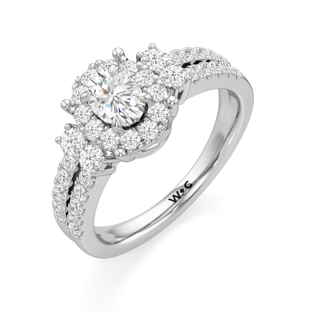 The Felicity Engagement Ring with Oval Cut Diamond in 14KT Platinum view 3
