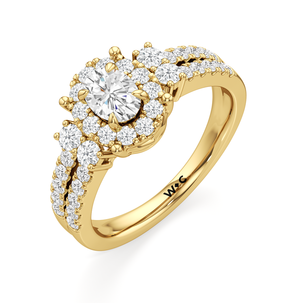 The Felicity Engagement Ring with Oval Cut Diamond in 14KT Yellow Gold view 3
