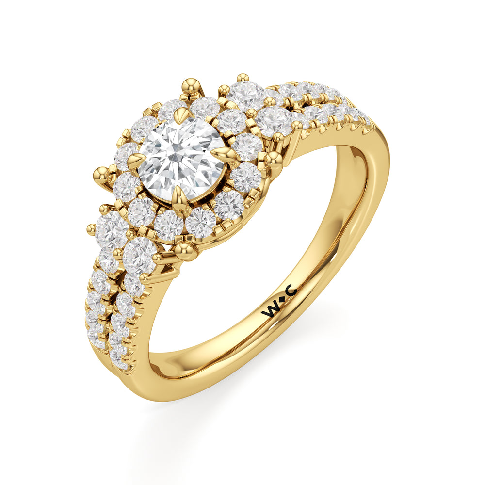 The Felicity Engagement Ring with Round Cut Diamond in 14KT Yellow Gold view 3
