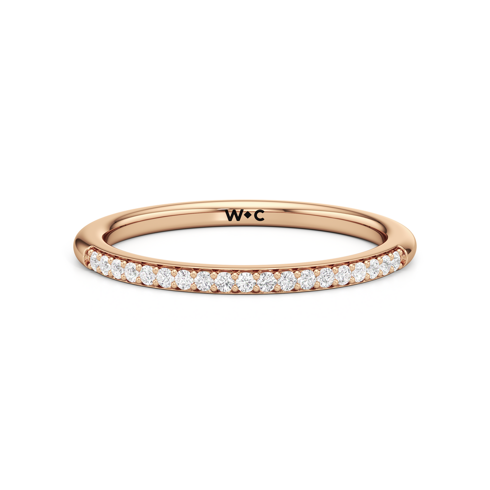 The Celine Diamond Wedding Band with 18KT Rose Gold Cut Diamond in 14KT Rose Gold view 1

