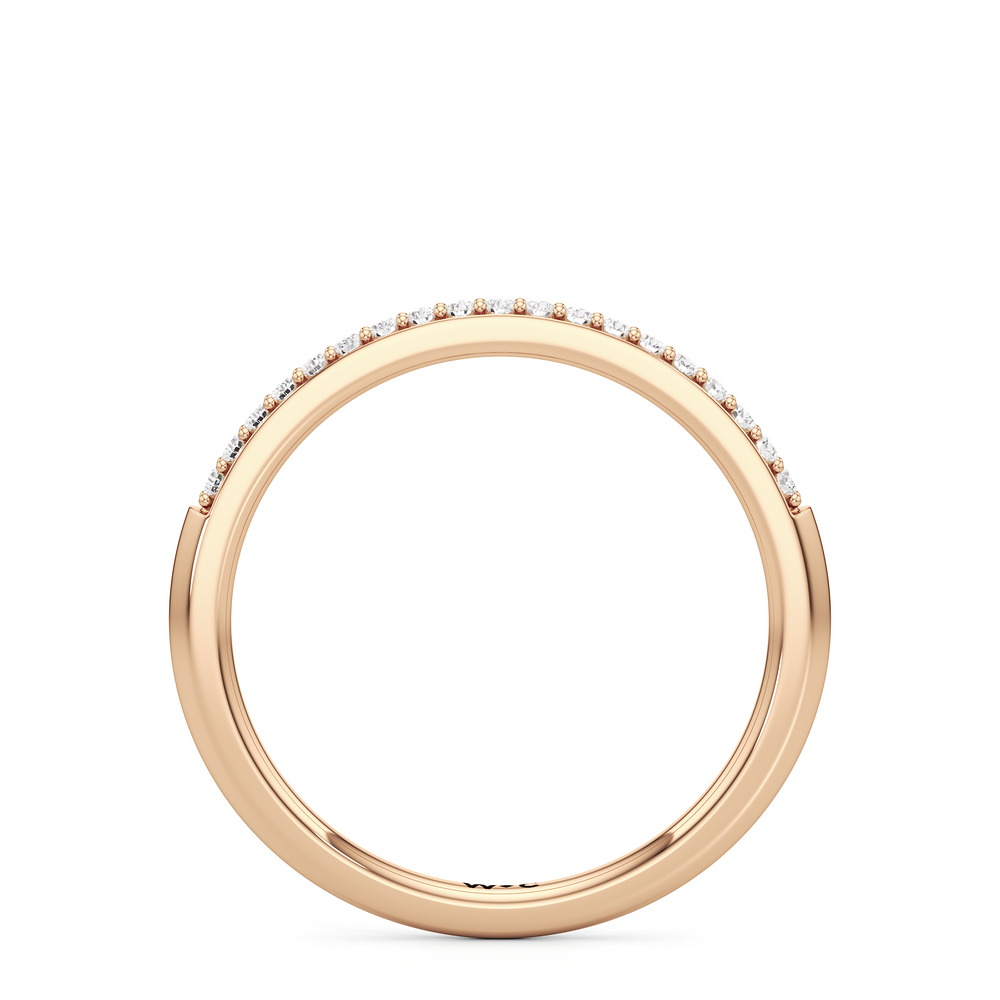 The Celine Diamond Wedding Band with 18KT Rose Gold Cut Diamond in 14KT Rose Gold view 2
