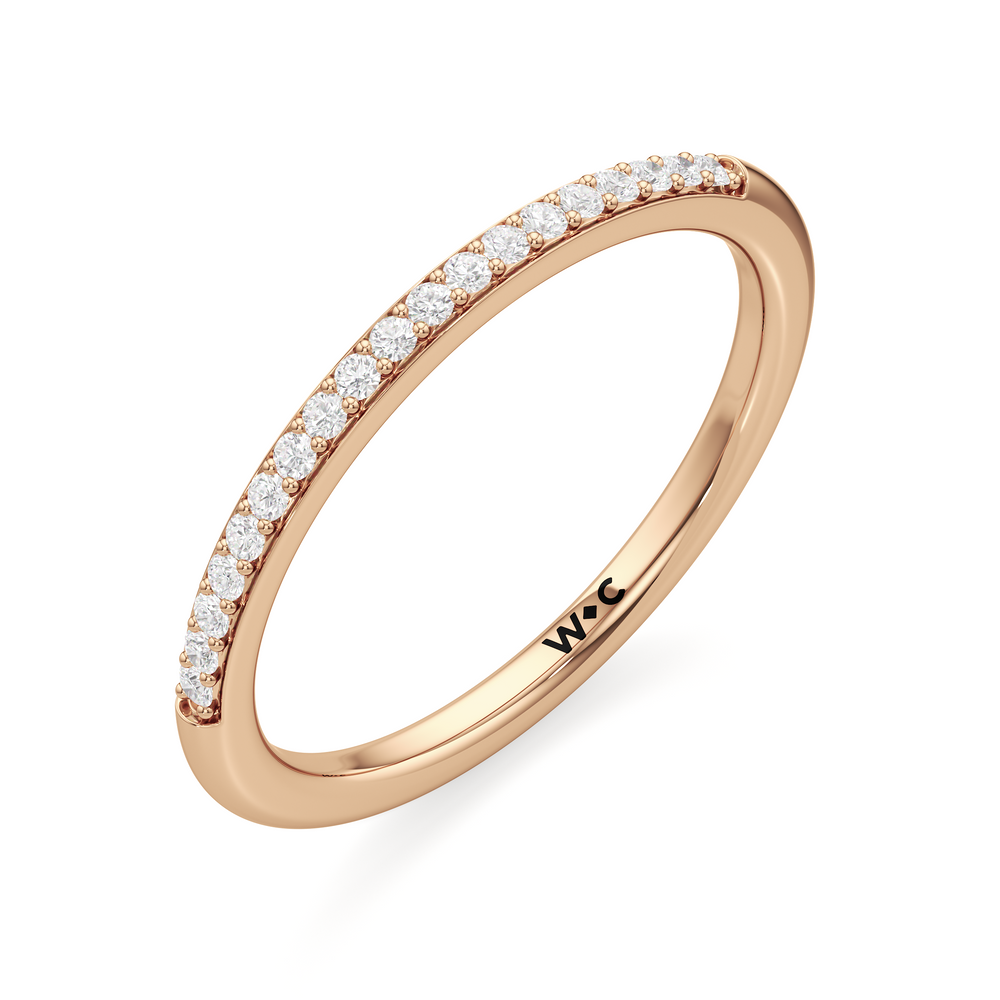 The Celine Diamond Wedding Band with 18KT Rose Gold Cut Diamond in 14KT Rose Gold view 3
