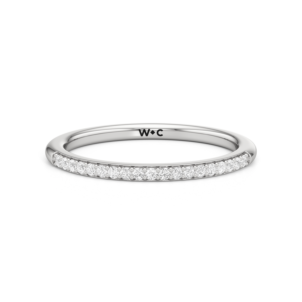 The Celine Diamond Wedding Band with Platinum Cut Diamond in 14KT Platinum view 1
