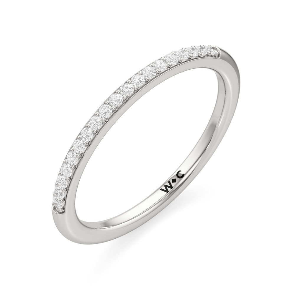 The Celine Diamond Wedding Band with Platinum Cut Diamond in 14KT Platinum view 3
