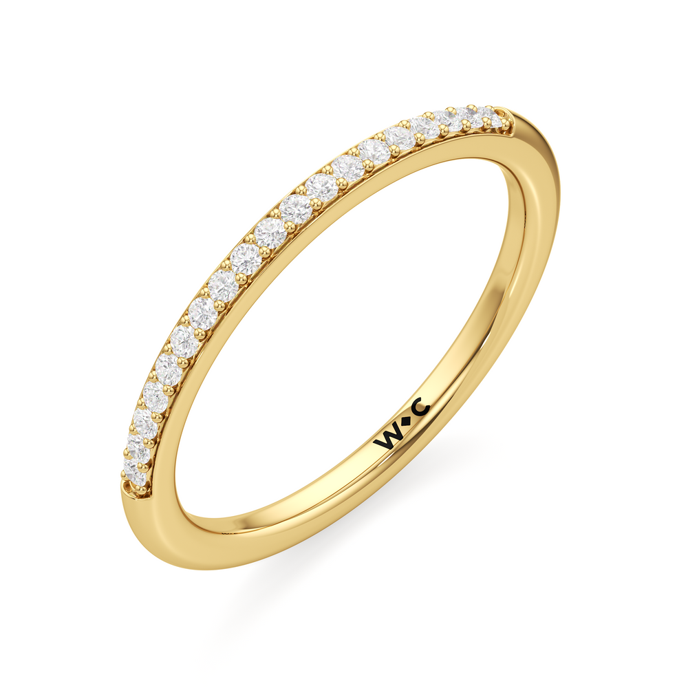 The Celine Diamond Wedding Band with 18KT Yellow Gold Cut Diamond in 14KT Yellow Gold view 3
