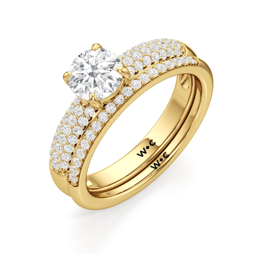 The Celine Diamond Wedding Band with 18KT Yellow Gold Cut Diamond in 14KT Yellow Gold view 4
