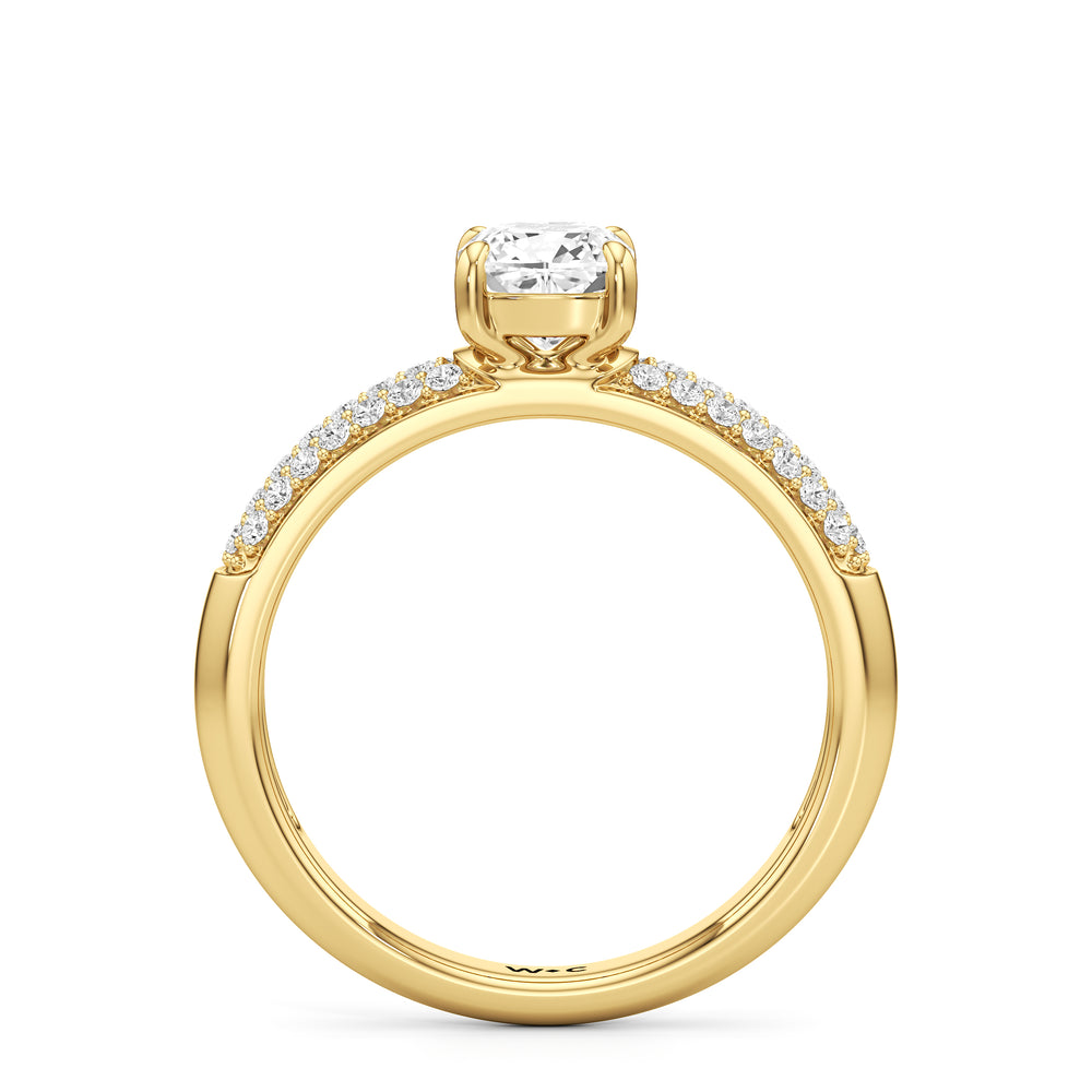 The Celine Engagement Ring with Cushion Cut Diamond in 14KT Yellow Gold view 2
