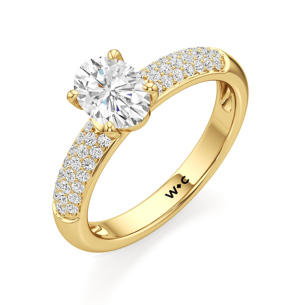 The Celine Engagement Ring with Oval Cut Diamond in 14KT Yellow Gold view 3
