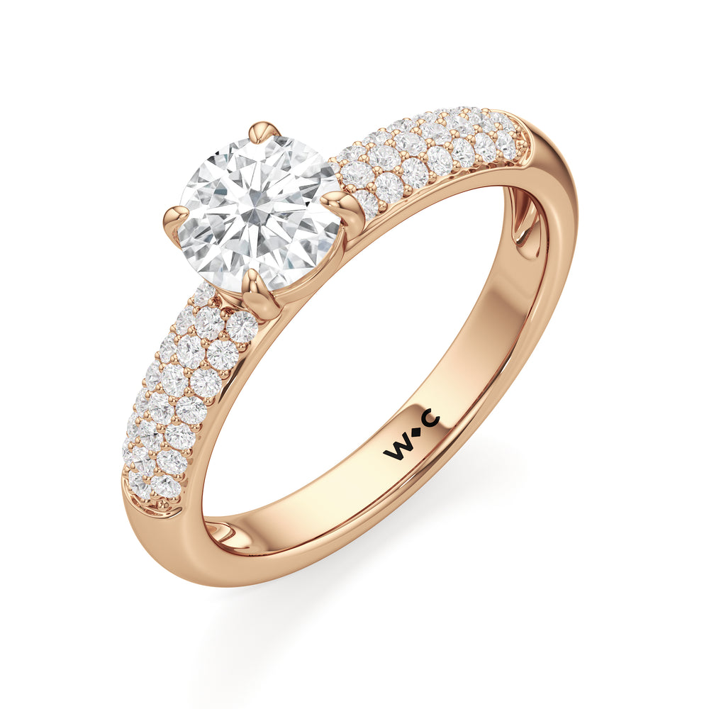The Celine Engagement Ring with Round Cut Diamond in 14KT Rose Gold view 3
