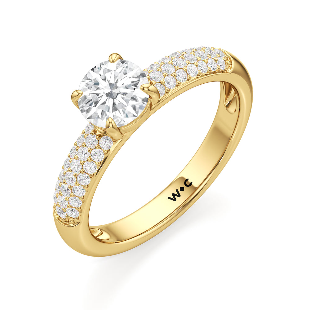 The Celine Engagement Ring with Round Cut Diamond in 14KT Yellow Gold view 3

