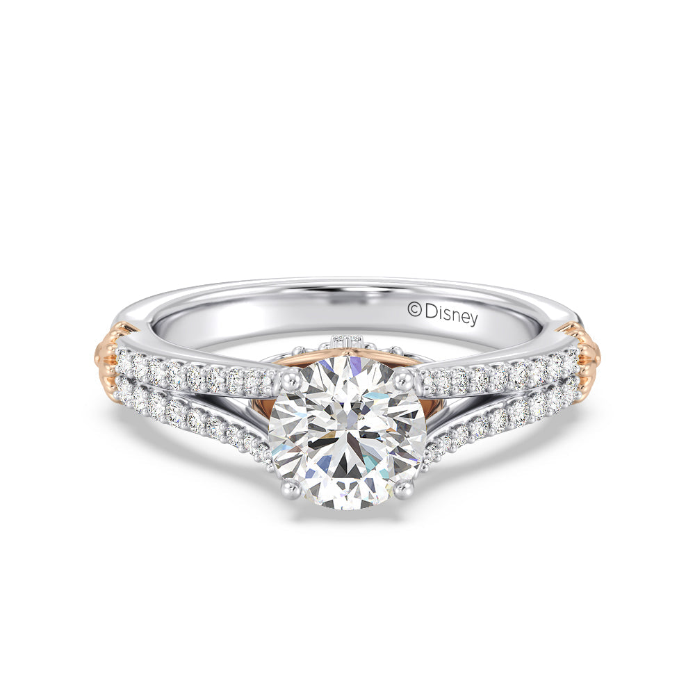 Enchanted Star Lab Grown Diamond 14K Gold Ariel Mermaid Fin Engagement Ring with White/Rose Cut Diamond in 14KT Round view 2
